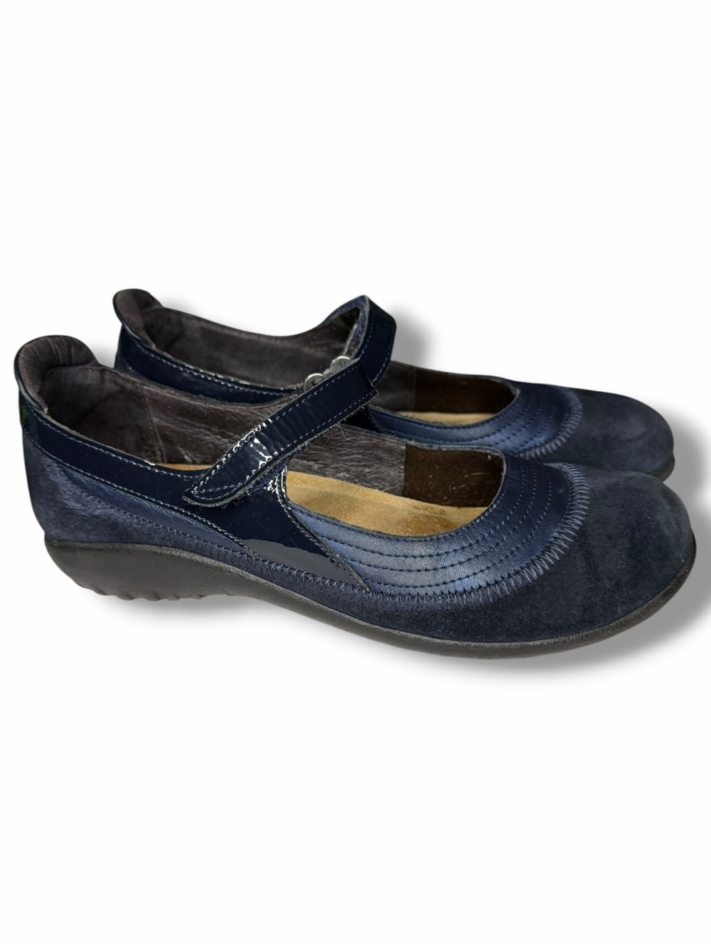 Naot Kirei Polar Sea/Midnight Blue/Blue Ink Leather Nubuck Mary Jane Flats Sz 8